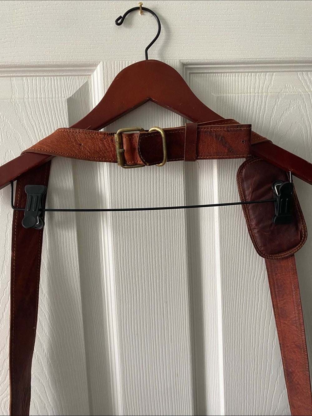 Vintage Brown Leather Messenger Bag with Brass Hardware - Picture 4 of 13